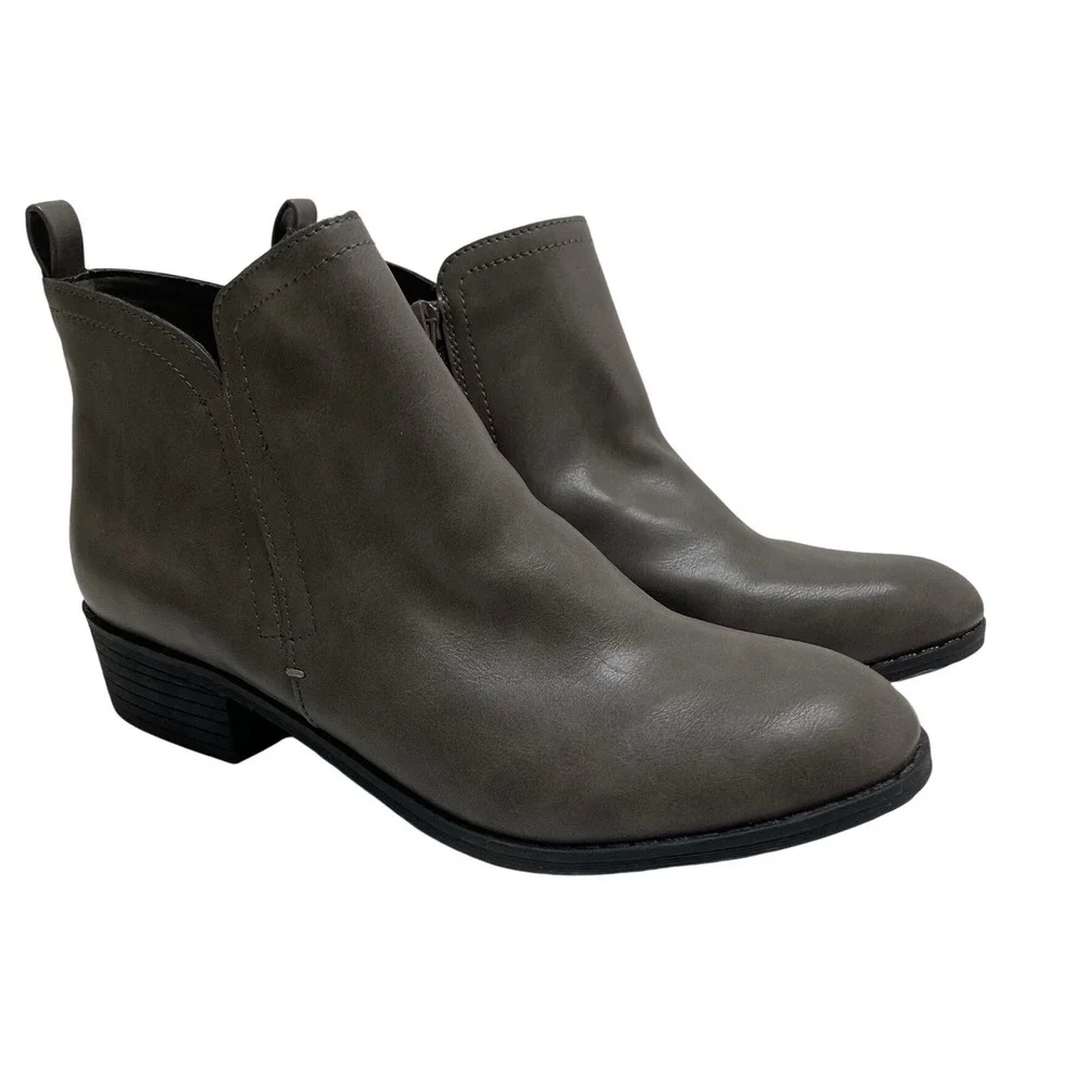 American Rag Cadee Womens‎ Ankle Boots Grey Taupe Block Heel Booties Size 9.5 M